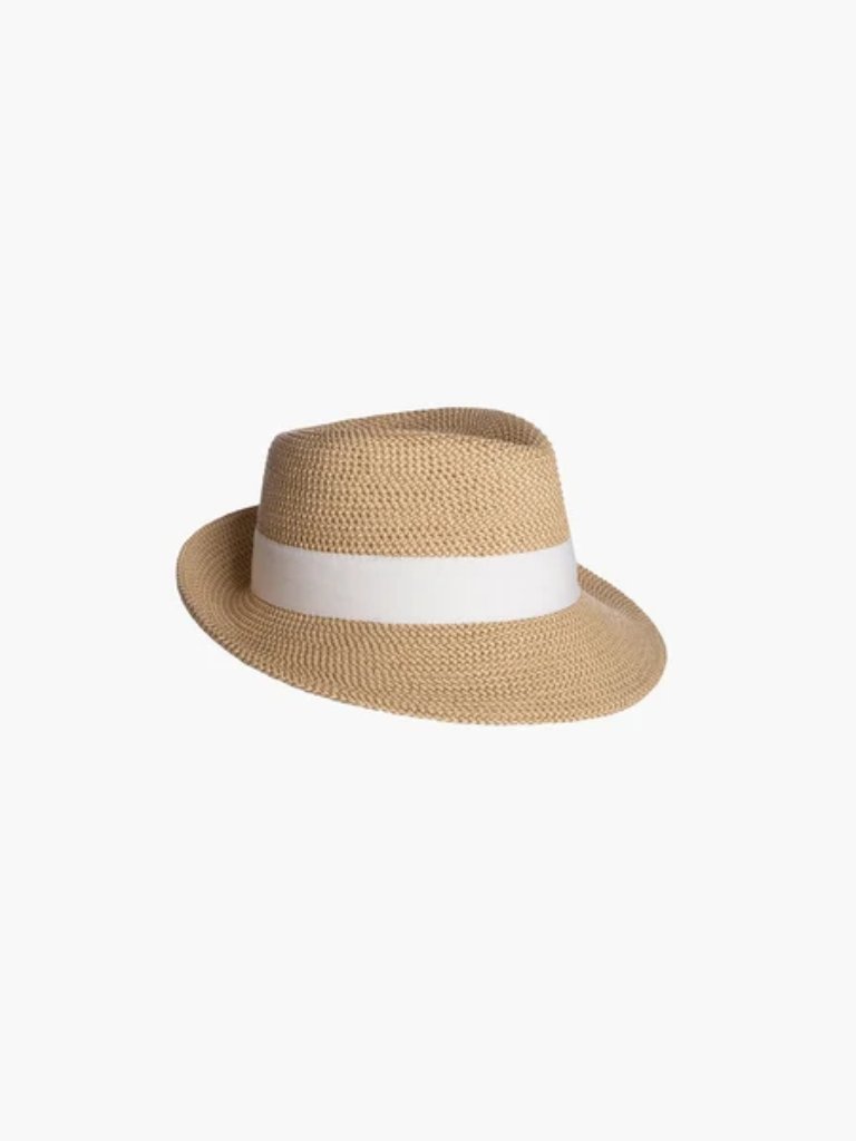 Eric Javits Straw Fedora With Cream Band